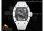 RM055 White Ceramic BBR Best Edition Skeleton Dial on White Rubber Strap Clone RMUL2