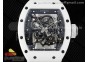 RM055 White Ceramic BBR Best Edition Skeleton Dial on White Rubber Strap Clone RMUL2