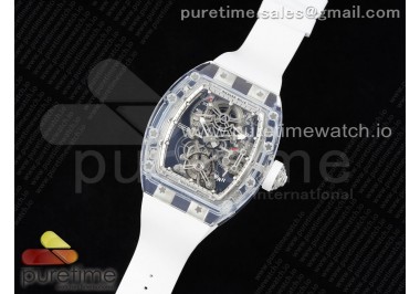 RM56-01 Transparent Tourbillon RMF Best Edition Skeleton Dial on White Rubber Strap