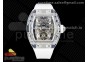 RM56-01 Transparent Tourbillon RMF Best Edition Skeleton Dial on White Rubber Strap