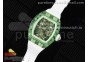 RM56-01 Green Transparent Tourbillon RMF Best Edition Skeleton Dial on White Rubber Strap