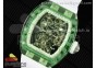 RM56-01 Green Transparent Tourbillon RMF Best Edition Skeleton Dial on White Rubber Strap