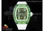 RM56-01 Green Transparent Tourbillon RMF Best Edition Skeleton Dial on White Rubber Strap