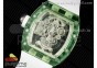 RM56-01 Green Transparent Tourbillon RMF Best Edition Skeleton Dial on White Rubber Strap