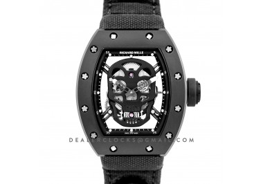 RM 052-01 Tourbillon Black Skull in PVD on Black Nylon Strap