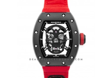 RM 052-01 Tourbillon Black Skull in PVD on Red Nylon Strap