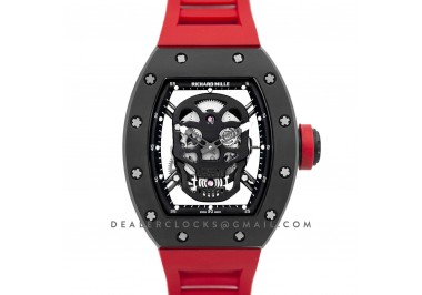 RM 052-01 Tourbillon Black Skull in PVD on Red Rubber Strap