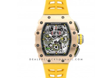 RM 011-03 Automatic Flyback Chronograph in Rose Gold / Titanium on Yellow Rubber