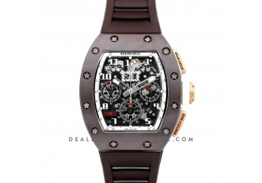 RM 011 Automatic Flyback Chronograph TZP-Z Brown Ceramic Asia Boutique Limited Edition on Brown Rubber Strap