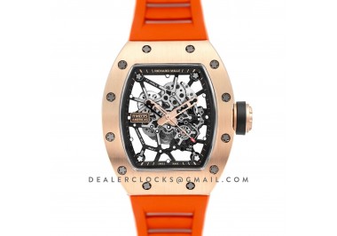 RM 035-02 Black Toro Americas in Rose Gold on Orange Rubber Strap