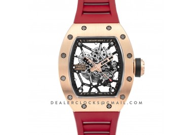 RM 035-02 Black Toro Americas in Rose Gold on Red Rubber Strap