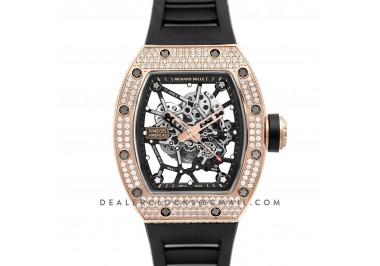 RM 035-02 Black Toro Americas in Rose Gold with Diamond Bezel on Black Rubber Strap