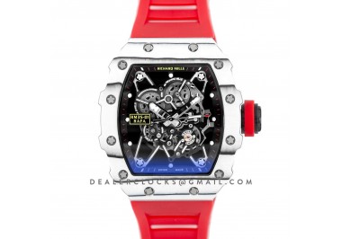 RM 035-01 Rafael Nadal Last Edition in White TPT Quartz / NTPT Carbon on Red Rubber Strap