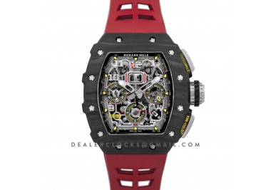 RM 011 Automatic Flyback Chronograph Carbon on Red Rubber Strap