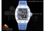 RM055 White Ceramic KVF Best Edition Skeleton Dial Blue on Blue Rubber Strap MIYOTA8215 V3