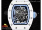 RM055 White Ceramic KVF Best Edition Skeleton Dial Blue on Blue Rubber Strap MIYOTA8215 V3