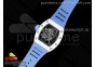 RM055 White Ceramic KVF Best Edition Skeleton Dial Blue on Blue Rubber Strap MIYOTA8215 V3