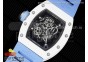 RM055 White Ceramic KVF Best Edition Skeleton Dial Blue on Blue Rubber Strap MIYOTA8215 V3