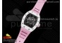 RM055 White Ceramic KVF Best Edition Skeleton Dial Black on Pink Rubber Strap MIYOTA8215 V3