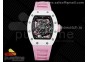 RM055 White Ceramic KVF Best Edition Skeleton Dial Black on Pink Rubber Strap MIYOTA8215 V3