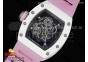 RM055 White Ceramic KVF Best Edition Skeleton Dial Black on Pink Rubber Strap MIYOTA8215 V3