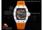 RM055 White Ceramic KVF Best Edition Skeleton Dial Black on Orange Rubber Strap MIYOTA8215 V3