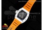 RM055 White Ceramic KVF Best Edition Skeleton Dial Black on Orange Rubber Strap MIYOTA8215 V3