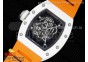 RM055 White Ceramic KVF Best Edition Skeleton Dial Black on Orange Rubber Strap MIYOTA8215 V3