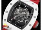 RM055 White Ceramic KVF Best Edition Skeleton Dial Black on Red Rubber Strap MIYOTA8215 V3