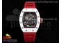 RM055 White Ceramic KVF Best Edition Skeleton Dial Black on Red Rubber Strap MIYOTA8215 V3