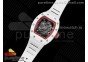 RM055 White Ceramic KVF Best Edition Skeleton Dial Red on White Rubber Strap MIYOTA8215 V3