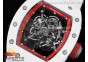 RM055 White Ceramic KVF Best Edition Skeleton Dial Red on White Rubber Strap MIYOTA8215 V3