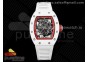 RM055 White Ceramic KVF Best Edition Skeleton Dial Red on White Rubber Strap MIYOTA8215 V3