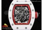 RM055 White Ceramic KVF Best Edition Skeleton Dial Red on White Rubber Strap MIYOTA8215 V3