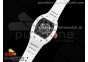 RM055 White Ceramic KVF Best Edition Skeleton Dial Black Case on White Rubber Strap MIYOTA8215 V3