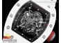 RM055 White Ceramic KVF Best Edition Skeleton Dial Black Case on White Rubber Strap MIYOTA8215 V3