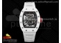 RM055 White Ceramic KVF Best Edition Skeleton Dial Black Case on White Rubber Strap MIYOTA8215 V3