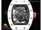 RM055 White Ceramic KVF Best Edition Skeleton Dial Black Case on White Rubber Strap MIYOTA8215 V3