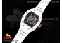 RM055 White Ceramic KVF Best Edition Skeleton Dial Black on White Rubber Strap MIYOTA8215 V3