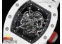 RM055 White Ceramic KVF Best Edition Skeleton Dial Black on White Rubber Strap MIYOTA8215 V3