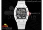 RM055 White Ceramic KVF Best Edition Skeleton Dial Black on White Rubber Strap MIYOTA8215 V3