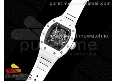 RM055 White Ceramic KVF Best Edition Skeleton Dial White on White Rubber Strap MIYOTA8215 V3