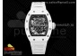 RM055 White Ceramic KVF Best Edition Skeleton Dial White on White Rubber Strap MIYOTA8215 V3