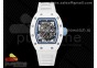 RM055 White Ceramic KVF Best Edition Skeleton Dial Blue on White Rubber Strap MIYOTA8215 V3