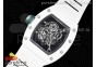 RM055 White Ceramic KVF Best Edition Skeleton Dial Green on White Rubber Strap MIYOTA8215 V3