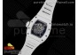 RM055 Ti White Ceramic ZF 1:1 Best Edition Skeleton Dial on White Rubber Strap NH05A