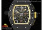 RM011 NTPT Carbon Chrono KVF 1:1 Best Edition Crystal Skeleton Dial Yellow Inner Bezel on Yellow Rubber Strap A7750