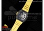 RM011 NTPT Carbon Chrono KVF 1:1 Best Edition Crystal Skeleton Dial Yellow Inner Bezel on Yellow Rubber Strap A7750