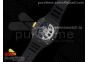 RM011 NTPT Carbon Chrono KVF 1:1 Best Edition Crystal Skeleton Dial Yellow Inner Bezel on Black Rubber Strap A7750