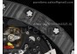 RM011 NTPT Carbon Chrono KVF 1:1 Best Edition Crystal Skeleton Dial Yellow Inner Bezel on Black Rubber Strap A7750